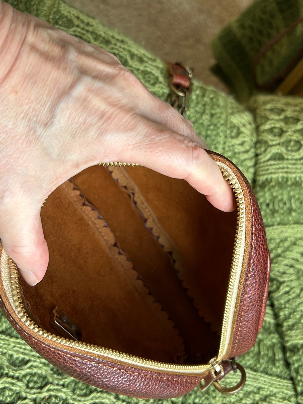 PORTLAND LEATHER Roswell Crossbody in Nutmeg Antique Gold-tone Chain (Retired) - Picture 5 of 13